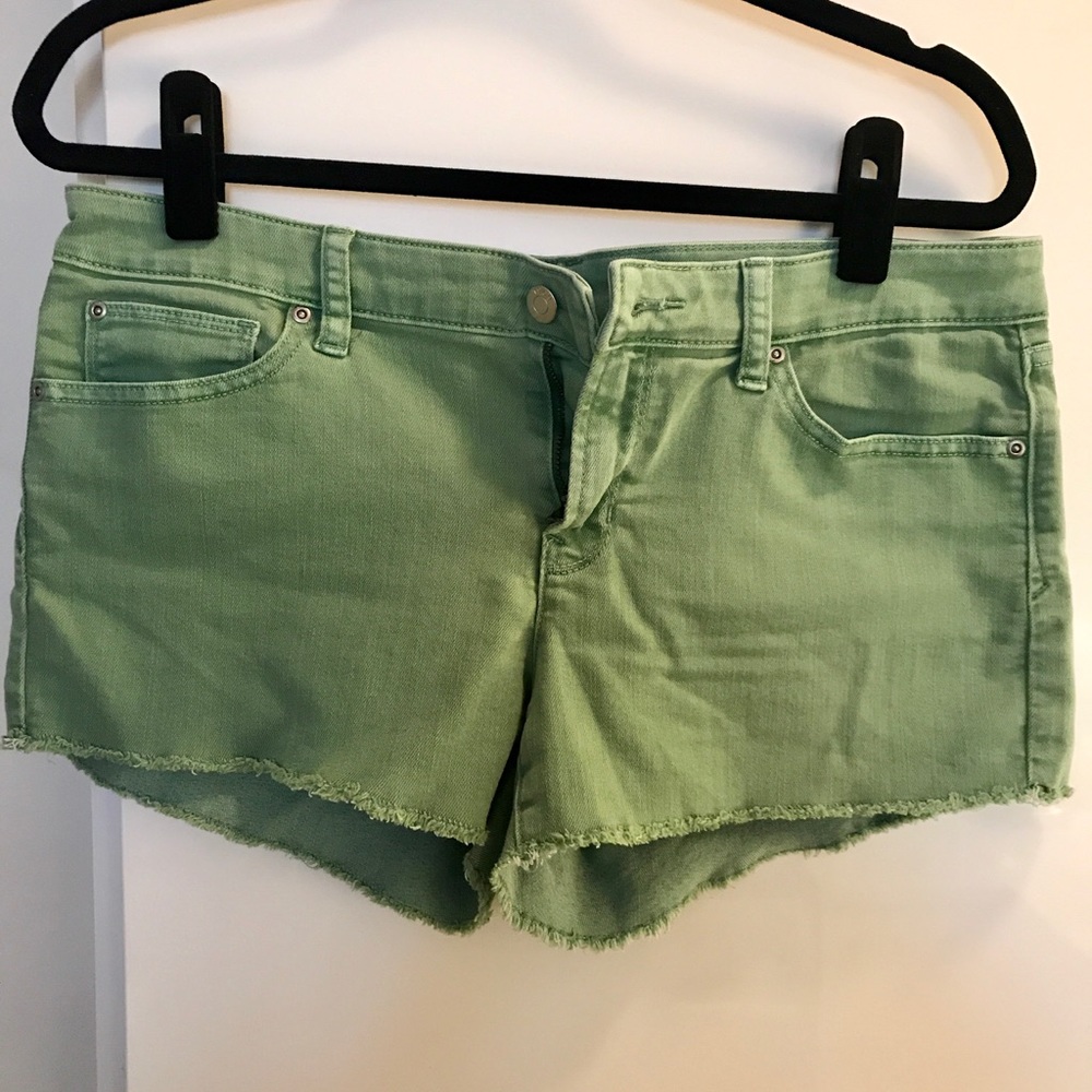 Gap Frayed Hem Green Denim Shorts